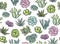 Succulents seamless pattern.