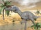 Suchomimus dinosaurs in desert - 3D render