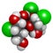 Sucralose artificial sweetener molecule. Used as sugar substitute. Atoms are represented as spheres with conventional color coding