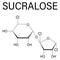 Sucralose artificial sweetener molecule. Used as sugar substitute. Skeletal formula.