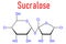 Sucralose artificial sweetener molecule. Used as sugar substitute. Skeletal formula.