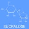 Sucralose artificial sweetener molecule. Used as sugar substitute. Skeletal formula.