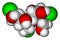 Sucralose space filling molecular model