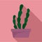 Suculent cactus pot icon, flat style