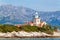 The Sucuraj Lighthouse. It is located on the easternmost point of the island of Hvar in Croatia. View of lighthouse from yacht.