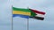 Sudan and Gabon flag