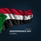 Sudan independence day greetings card with flag