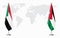 Sudan and Jordan flags for official meeting