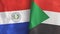 Sudan and Paraguay two flags textile cloth 3D rendering