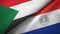 Sudan and Paraguay two flags textile cloth, fabric texture