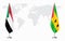 Sudan and Sao Tome and Principe flags for official meeti