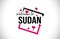 Sudan Welcome To Word Text with Handwritten Font and Red Hearts Square