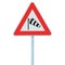 Sudden side cross winds likely ahead road sign, isolated traffic warning flying sock crosswinds sidewind signage, hazard danger