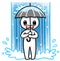 sudden torrential downpour, Illustration character expression of heavy rain, transparent PNG