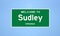 Sudley, Virginia city limit sign. Town sign from the USA.