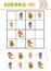 Sudoku for children, education game. Cartoon characters