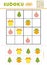 Sudoku for children, education game. Cartoon Christmas objects