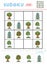 Sudoku for children, education game. Set of cartoon trees