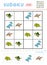 Sudoku for children, education game. Set of dinosaurs