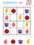 Sudoku for children, education game. Set of fruits with funny faces