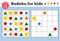 Sudoku. Kids and adult mathematical mosaic. Magic square. Logic puzzle game