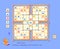 Sudoku for kids. Place flowers in empty spaces so each line has one of a kind. Page for brain teaser book. Logic puzzle game for