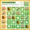 Sudoku puzzle. What images are missing in each line? Bee, honey,  beehive and flower. Logic puzzle for kids. Education game for