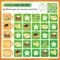 Sudoku puzzle. What images are missing in each line? Mill, flour, dough and bread. Logic puzzle for kids. Education game for