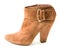 Suede belted high heel bootie