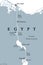 Suez Canal, artificial sea-level waterway in Egypt, gray political map