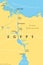 Suez Canal, artificial sea-level waterway in Egypt, political map