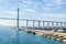 Suez Canal, Egypt- November 5, 2017: The Suez Canal Bridge, also known as Al Salam Bridge