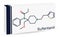 Sufentanil molecule. It is opioid analgesic, anesthetic agent, used to treat severe, acute pain. Skeletal chemical formula. Paper