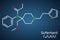 Sufentanil molecule. It is opioid analgesic, anesthetic agent, used to treat severe, acute pain. Structural chemical formula on