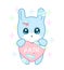 Suffering rabbit with injured ear and broken heart yami kawaii style