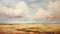 Suffolk Coast Views: Large Scale Oil Painting Of Open Field With Clouds