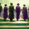 Suffragette March Women\\\'s Rights Group Purple White Green Organised Rally Demonstration Abstract Generative AI