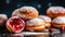 Sufganiyot Donuts with Jam Filling for Hanukkah Celebration - Generative AI