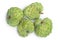 Sugar apple or custard apple isolated on white background with clipping path . Exotic annona or cherimoya fruit. Top