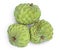 Sugar apple or custard apple isolated on white background with clipping path . Exotic annona or cherimoya fruit. Top