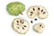 Sugar apple or custard apple isolated on white background with clipping path. Exotic tropical Thai annona or cherimoya