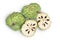 Sugar apple or custard apple isolated on white background with clipping path. Exotic tropical Thai annona or cherimoya