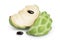 Sugar apple or custard apple isolated on white background with clipping path and full depth of field. Exotic tropical