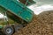 A sugar beet harvest in progress - trailer unloading sugar beets