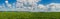 sugar beet, panoramic view of agricultural land with cloudly sky