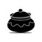 Sugar bowl, black silhouette on white background,