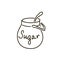 Sugar bowl with spoon on white background