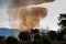 Sugar cane fire burning in field at Valle del Cauca in Colombia