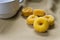 Sugar coated doughnuts and cup coffee