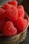 Sugar coated red Heart shape jelly candy silver bowl